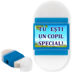 Ascutitoare blue cu radiera, Tu esti un copil special!